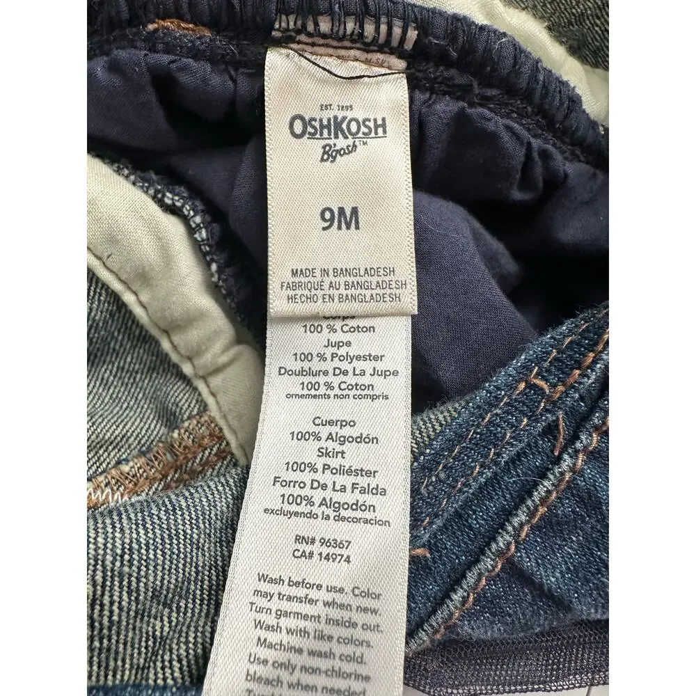 Osh Gosh B'gosh Baby Girls size 9M Tulle Vestbak Bib Overall Dress Blue